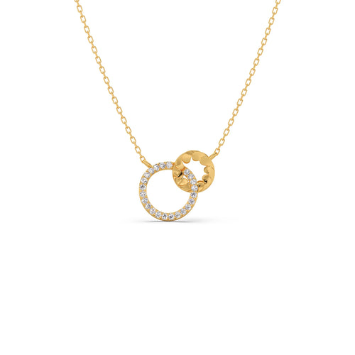 Gold Diamond Interlocking Circle Pendant