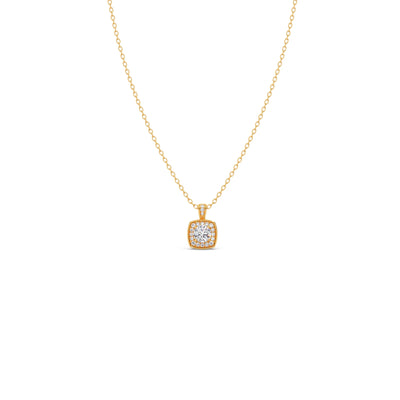 Round Halo Solitaire Pendant Necklace