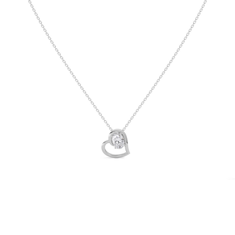 Oval Diamond Heart Pendant Necklace
