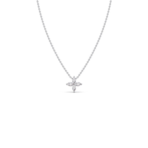 Marquise Diamond Floral Pendant Necklace