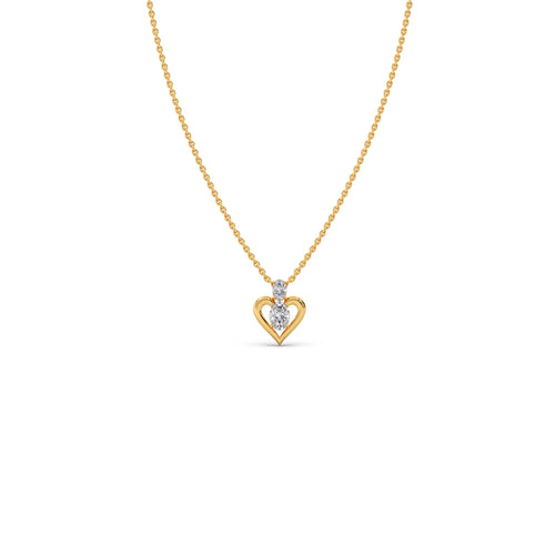 Double Oval Solitaire Heart Pendant