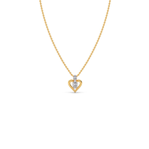 Double Oval Solitaire Heart Pendant