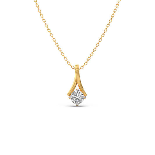 Elegant Round Solitaire Pendant - Yellow