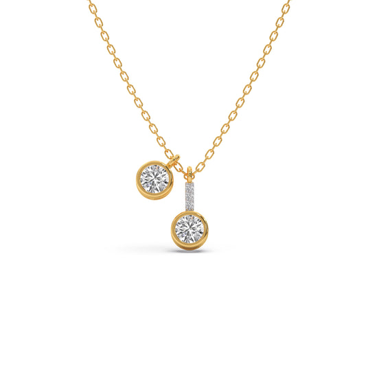 1.74 ct Dual Round Solitaire Chain Pendant - Yellow