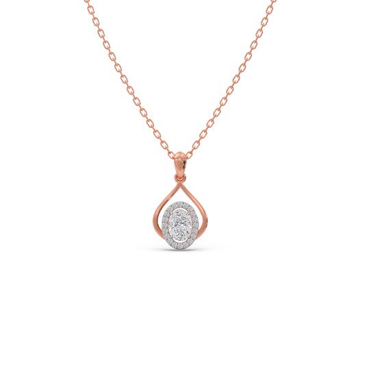 Oval Teardrop Solitaire Pendant - Rose