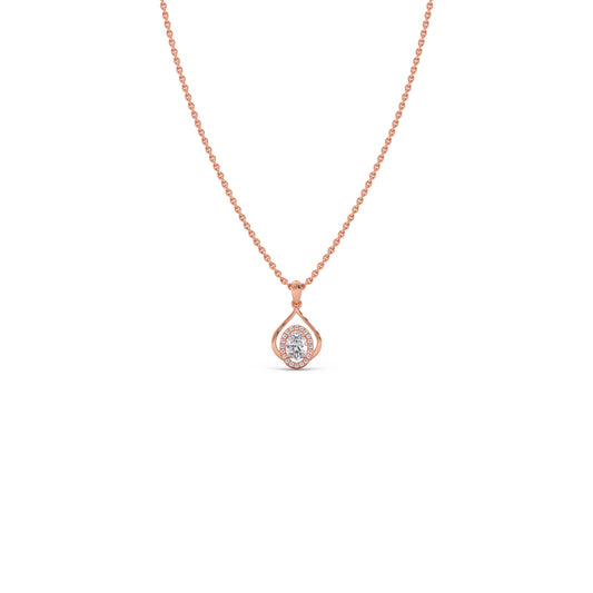Oval Teardrop Solitaire Pendant - Rose