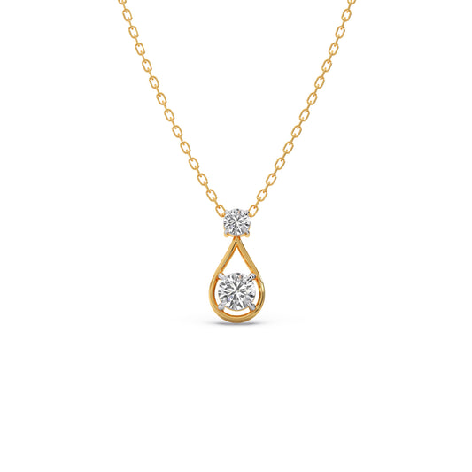 Elegant Round Solitaire Drop Pendant - Yellow