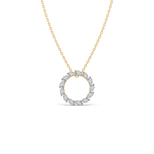 Elegant Marquise Circle Pendant - Yellow