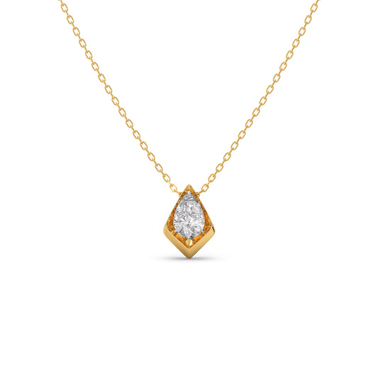 Classic Pear Solitaire Pendant - Yellow
