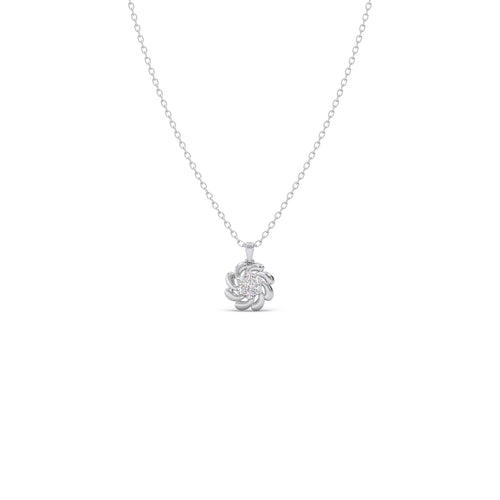 Swirl Diamond Floral Platinum Pendant