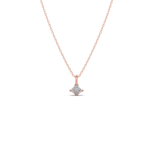 Glistening Coffin-Cut Solitaire Chain Pendant - Rose