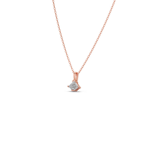 Glistening Coffin-Cut Solitaire Chain Pendant - Rose