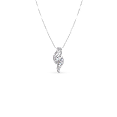 Swirling Round Solitaire Pendant with Diamond Accents