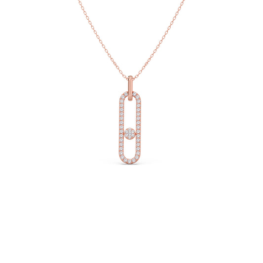 Sparkling Frame Round Diamond Necklace - Rose