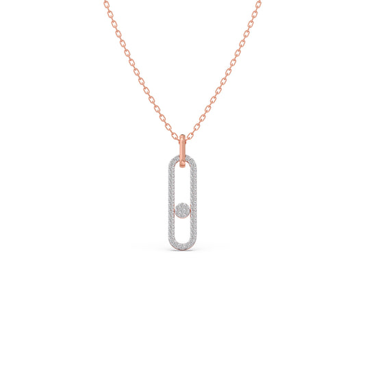 Sparkling Frame Round Diamond Necklace - Rose
