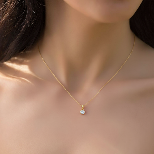 Bezel Set Round Diamond Pendant - MQ