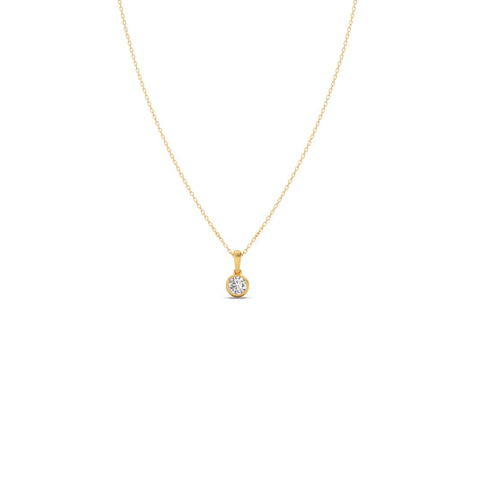 Classic Bezel Round Solitaire Chain Pendant - Yellow