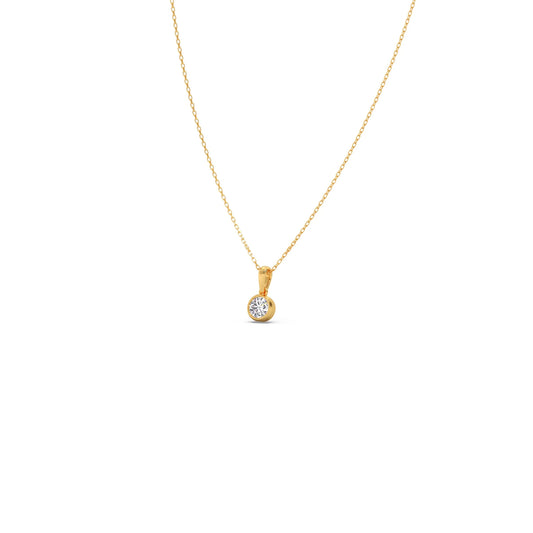 Classic Bezel Round Solitaire Chain Pendant - Yellow