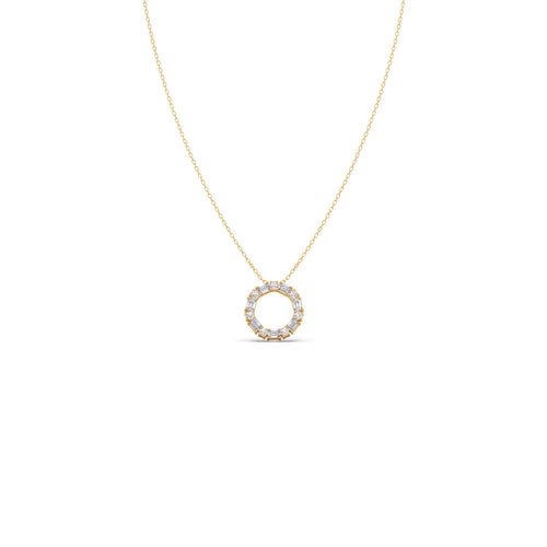 Emerald and Round Diamond Circle Pendant