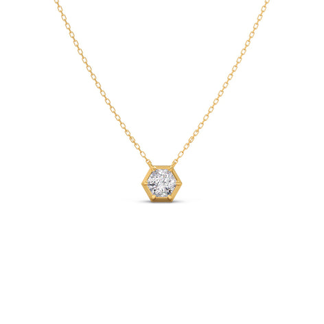 Hexagon Diamond Pendant Necklace