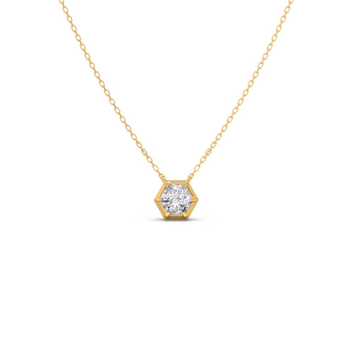 Hexagon Diamond Pendant Necklace