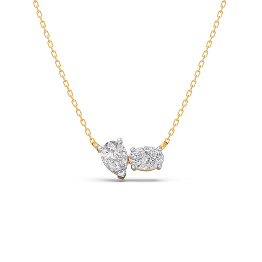 Pear & Oval Diamond  Toi et Moi Pendant - Yellow