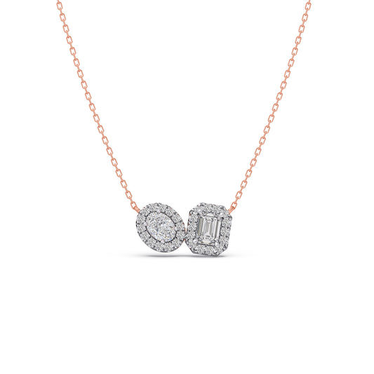 Interlocking Halo Diamond Necklace - Rose