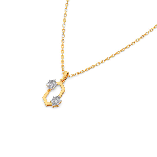 Hexa Glow Pendant Necklace - Yellow