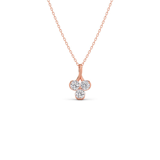 Tri Round Diamond Pendant - Rose