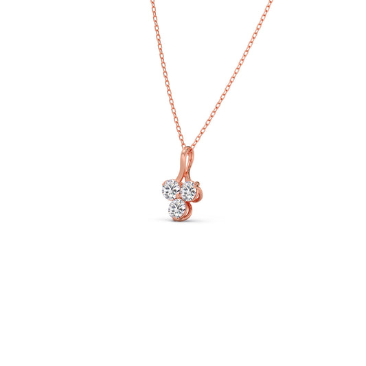 Tri Round Diamond Pendant - Rose