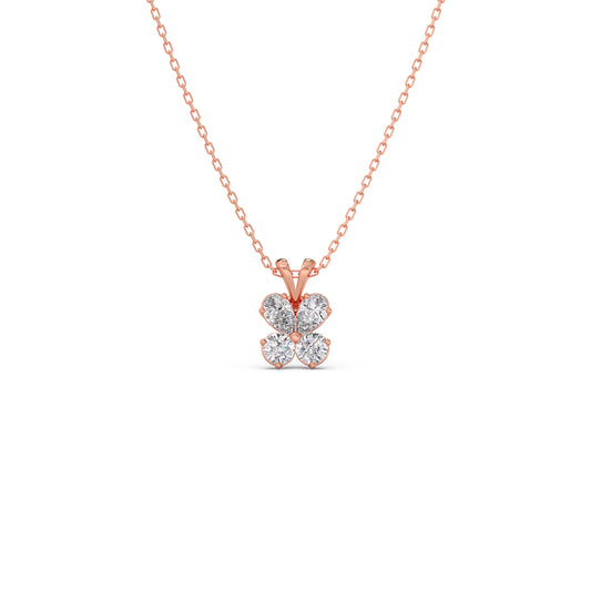 Round & Pear Diamond Butterfly Pendant - Rose