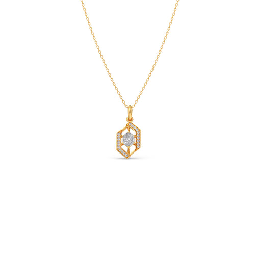 Hexa Round Diamond Pendant Necklace