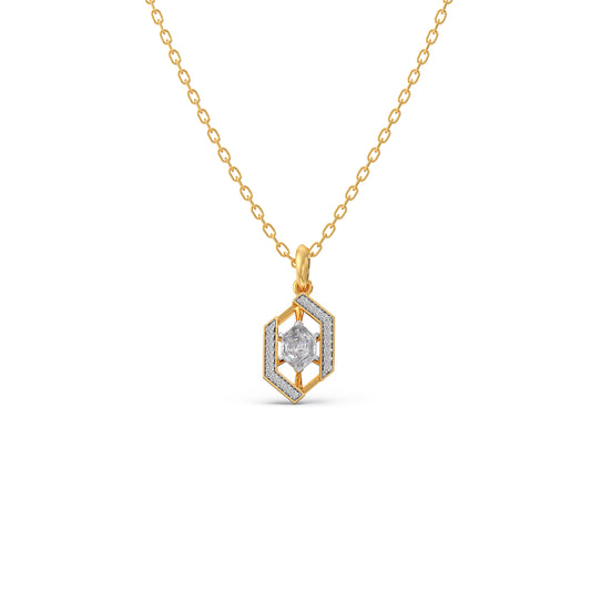 Hexa Round Diamond Pendant Necklace - Yellow