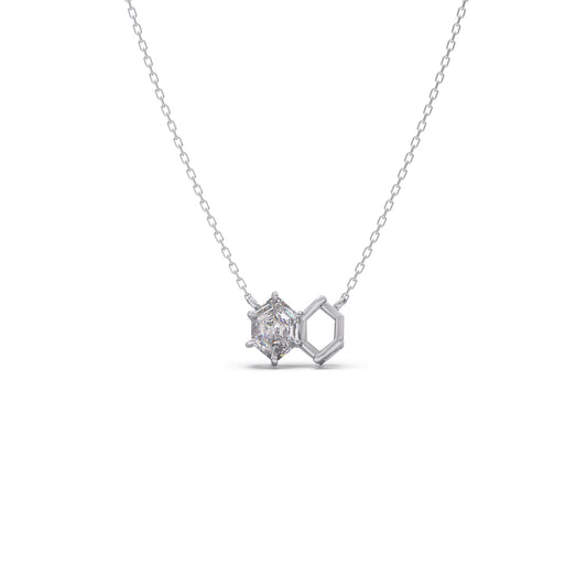 Hexa Solitaire Pendant Necklace - White