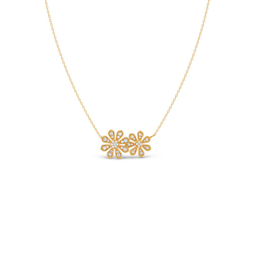 Blooming Twins Diamond Pendant Necklace