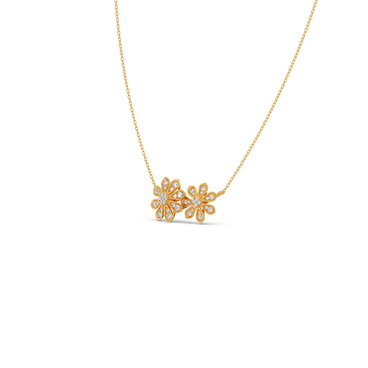 Blooming Twins Diamond Pendant Necklace