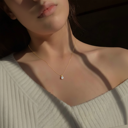 0.53 ct Round Diamond Luna Halo Pendant