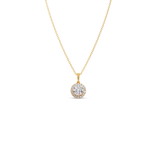 Solstice Halo Round Pendant Necklace