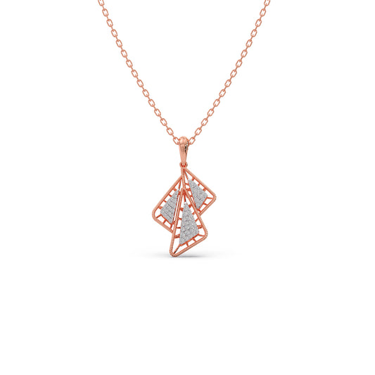 Trio Frame Diamond Pendant Necklace - Rose