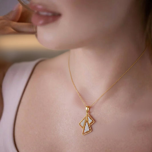 Trio Frame Diamond Pendant Necklace