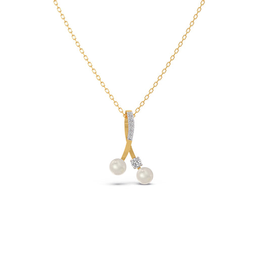 Wishbone Round Diamond Pendant - Yellow