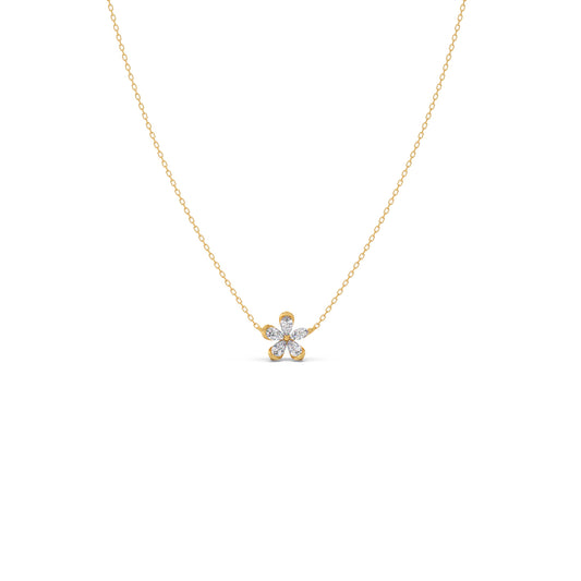 Pear & Marquise Diamond Flower Petal Pendant Necklace