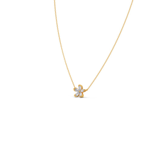Pear & Marquise Diamond Flower Petal Pendant Necklace