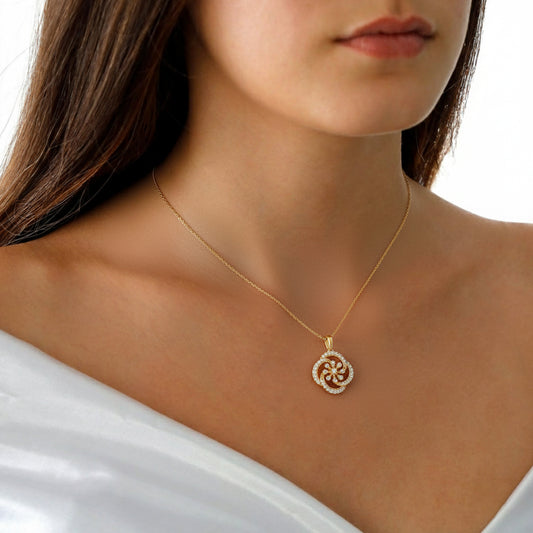 Shimmering Bloom Diamond Pendant