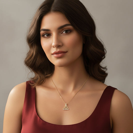 Triangle Frame Diamond Pendant Necklace - MQ_AI