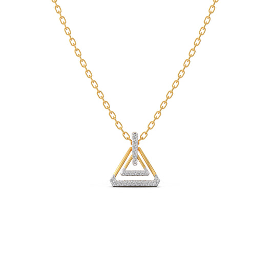 Triangle Frame Diamond Pendant Necklace - Yellow