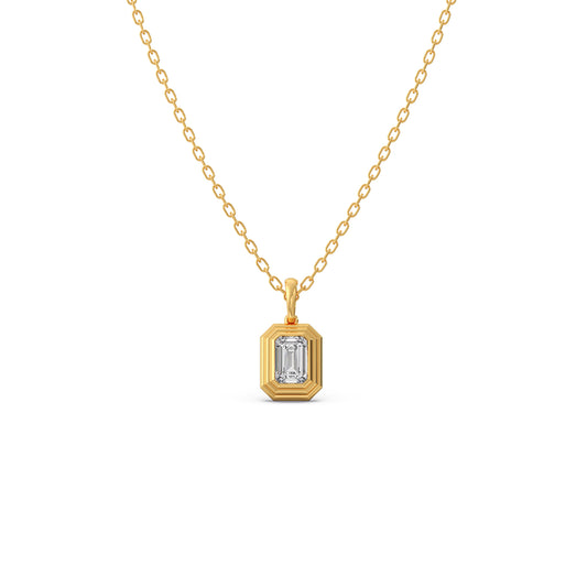 1.01 cts Emerald-Cut Solitaire Diamond Pendant Necklace - Yellow