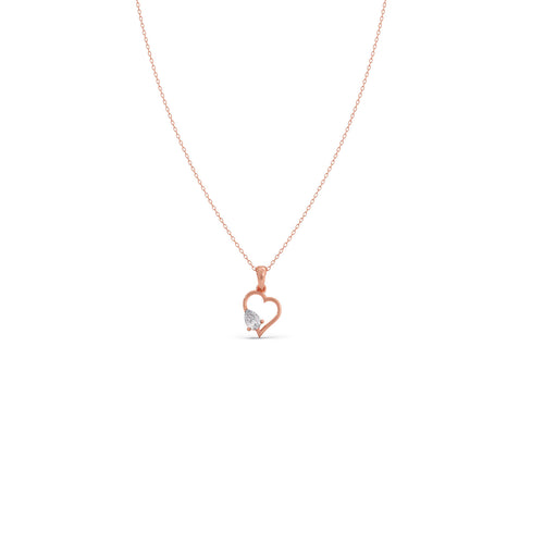 Open Heart Pear Diamond Pendant