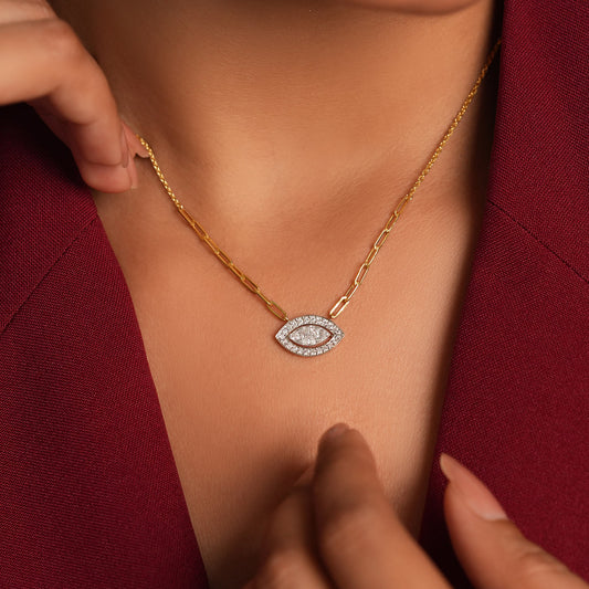 Cathedral Halo Marquise Chain Pendant - MQ