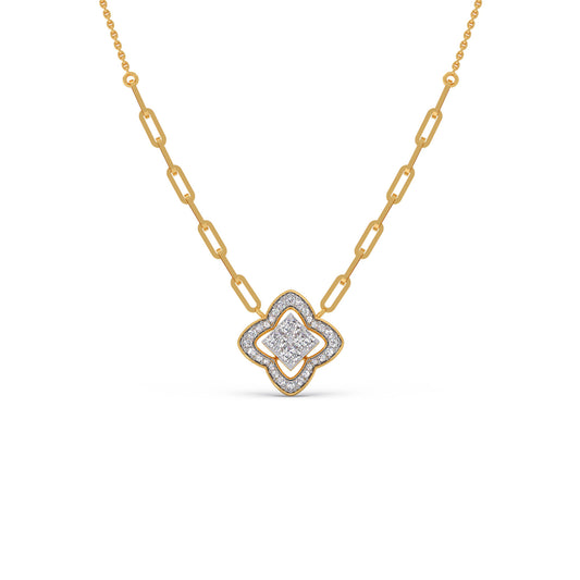 Venetian Clover Diamond Chain Pendant - Yellow